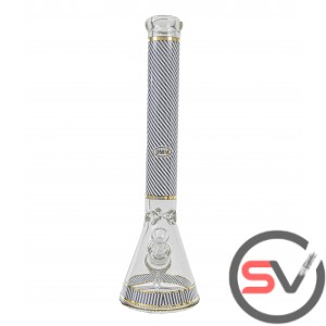 CHECKERED DESIGN BEAKER 9MM 18inch WHITE AND BLACK